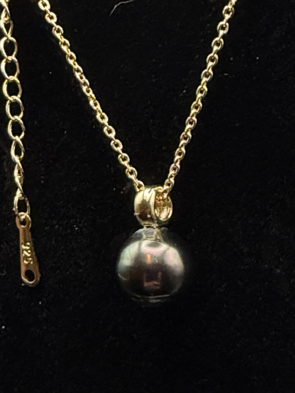 Tahitian Black Pearl Gold Plated S925 Pendant Necklace